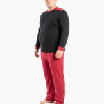 Πυτζάμα Ανδρική Plus Interlock Μαύρη Μπορντό παντελόνι