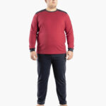 Ανδρική Πιτζάμα PLUS Interlock – 100% Βαμβακερή σε Μπορντό/Μαύρο