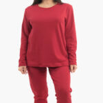 Α.A UNDERWEAR Πιτζάμα Γυναικεία Plus Ιnterlock Μπορντό