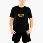 Α.A UNDERWEAR Πιτζάμα Ανδρική Καλοκαιρινή Cotton Μαύρο Βeach