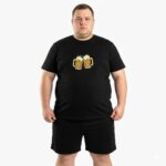 Α.A UNDERWEAR Πιτζάμα Ανδρική Plus Καλοκαιρινή Cotton Μαύρο Beer - Image 2