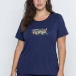 A.A UNDERWEAR Πιτζάμα plus Γυναικεία 100% Cotton Μπλε Tropical - Image 2