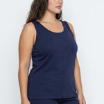 A.A UNDERWEAR Πιτζάμα plus Γυναικεία Τιράντα 100% Cotton Μπλε - Image 2