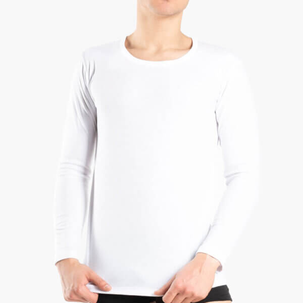 Ανδρική Φανέλα Μακρυμάνικη Ανοιχτή Λαιμουδιά 100% Cotton Λευκό