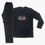 AA UNDERWEAR Πυτζάμα Ανδρική Interlock Μαύρη με Σχέδιο Break