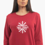 A.A UNDERWEAR Πιτζάμα Γυναικεία 100% Cotton Ιnterlock Μπορντό με Στάμπα