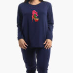 Α.A UNDERWEAR Πιτζάμα Plus Γυναικεία Ιnterlock Μπλε με στάμπα