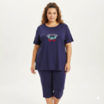 A.A UNDERWEAR Γυναικεία Πιτζάμα Plus Size Κοντομάνικη Cherry – 100% Βαμβακερή & Δροσερή – Ελληνικής Κατασκευής