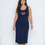 A.A UNDERWEAR Νυχτικό plus Γυναικείο Τιράντα 100% Cotton Μπλε Cherry