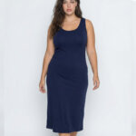 A.A UNDERWEAR Νυχτικό plus Γυναικείο Τιράντα 100% Cotton Μπλε