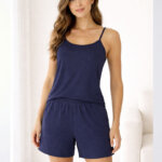 A.A UNDERWEAR Πιτζάμα Λεπτή Τιράντα Γυναικεία 100% Cotton Μπλε