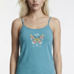 A.A UNDERWEAR Πιτζάμα Λεπτή Τιράντα Γυναικεία 100% Cotton Τυρκουάζ Πεταλούδα