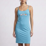 A.A UNDERWEAR Νυχτικό Λεπτή Τιράντα 100% Cotton Τυρκουάζ Blossom