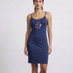 A.A UNDERWEAR Νυχτικό Λεπτή Τιράντα 100% Cotton Μπλε Love