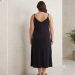A.A UNDERWEAR Νυχτικό Λεπτή Τιράντα EXTRA Plus 100% Cotton Μαύρο - Image 2