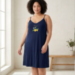 A.A UNDERWEAR Νυχτικό Λεπτή Τιράντα Plus 100% Cotton Μπλε Lemon