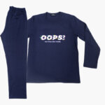 AA UNDERWEAR Πιτζάμα Ανδρική Interlock Μπλε με Σχέδιο Oops - Image 2