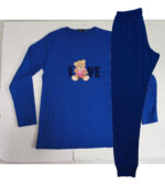 A.A UNDERWEAR Πιτζάμα Γυναικεία 100% Cotton Ιnterlock Μπλε Love Teddy - Image 2